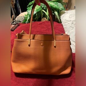 🔥 Large Brown Leather satchel w multi compartments 13”X 8”Good Used Condition